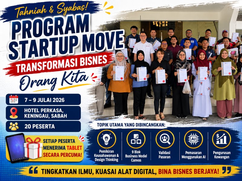 20 Usahawan Sertai Program Startup Move Transformasi Bisnes Orang Kita di Keningau